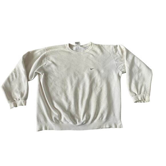 Vintage 90s Nike Side Check Swoosh White Mens XL USA Crewneck Sweatshirt VTG - Picture 1 of 7